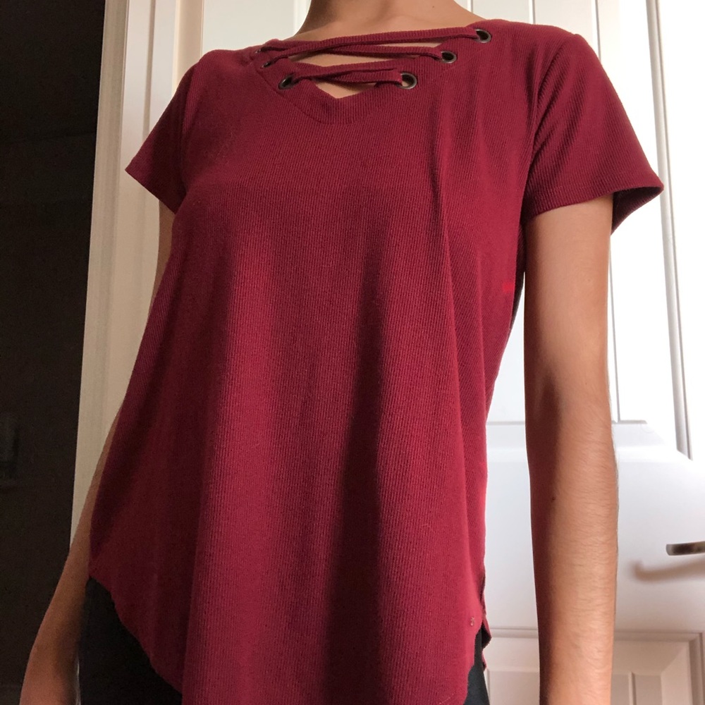 Hollister lace up blouse